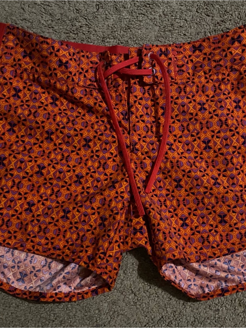 Women's Red & Purple Patterned Athletic Drawstring Shorts